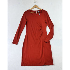 Louie Lucie Women Tulips Wrinkle Dress Size L Crew Neck Ruched Long Sleeve Boho